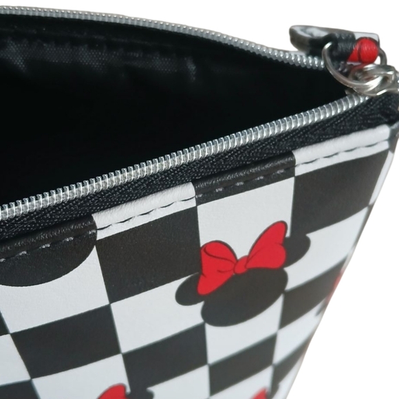 Disney Black and White Checkered Clutch with Red Bow Accents Minnie Mouse - Picture 5 of 5